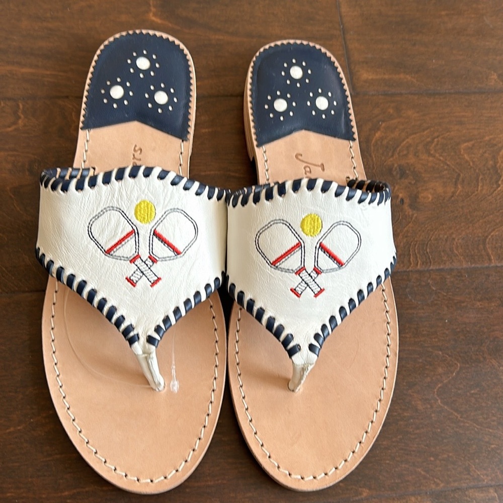 Jack Rogers "Pickleball" Embroidered Thong Sandals Size 9M NWOB - Picture 3 of 4